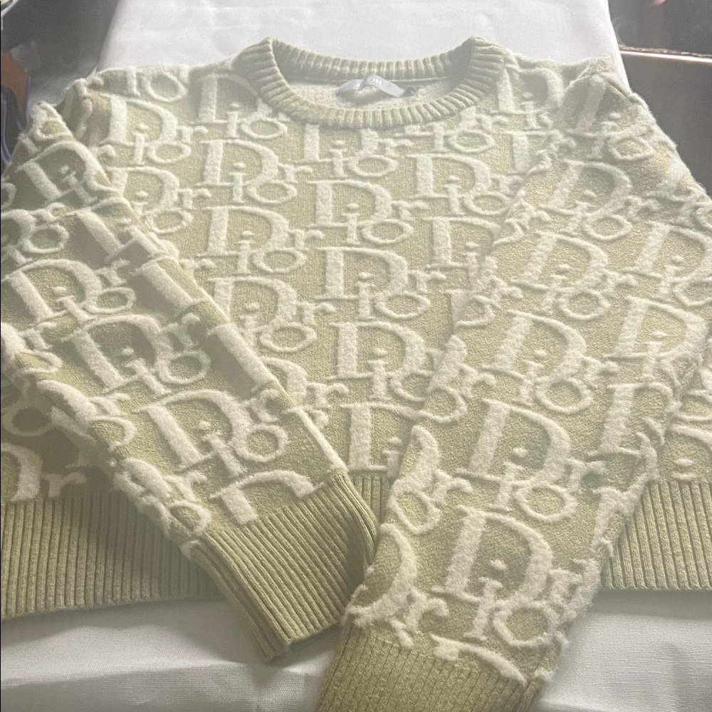 Dior Olive and Cream Logo Sweater